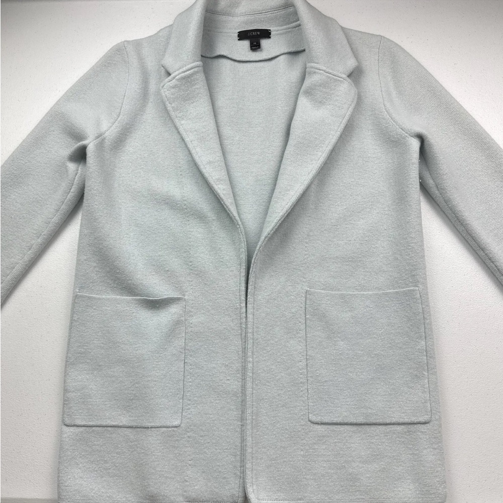 J Crew Sophie Open Front Blazer Womens Pastel Blue Cotton Wool Knit - Picture 2 of 7